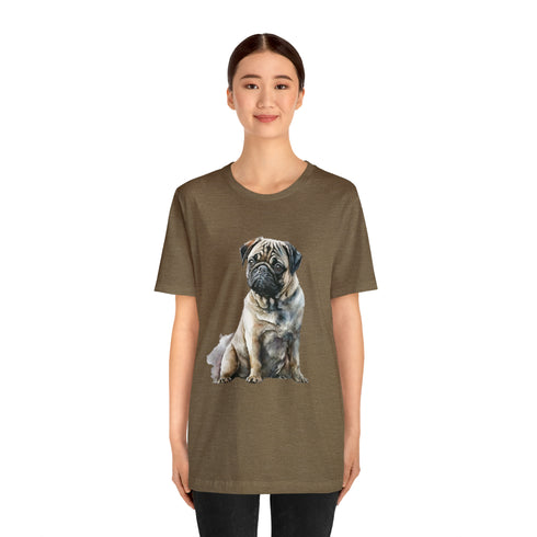 Loving Pug in Watercolor - Short Sleeve Tee